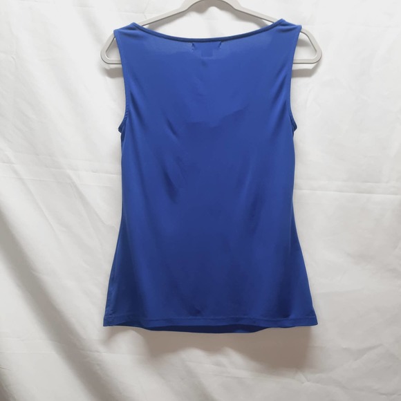 Liz Claiborne Y2K blue slinky Drape neck sleeveless dressy tank Top Small - Picture 2 of 4